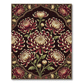 Deep Red Chrysanthemum Floral Symmetry Rug