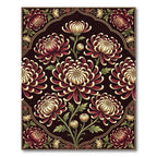 Deep Red Chrysanthemum Floral Symmetry Rug