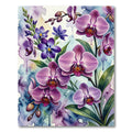 Watercolor Purple Orchid Bloom Arrangement Rug