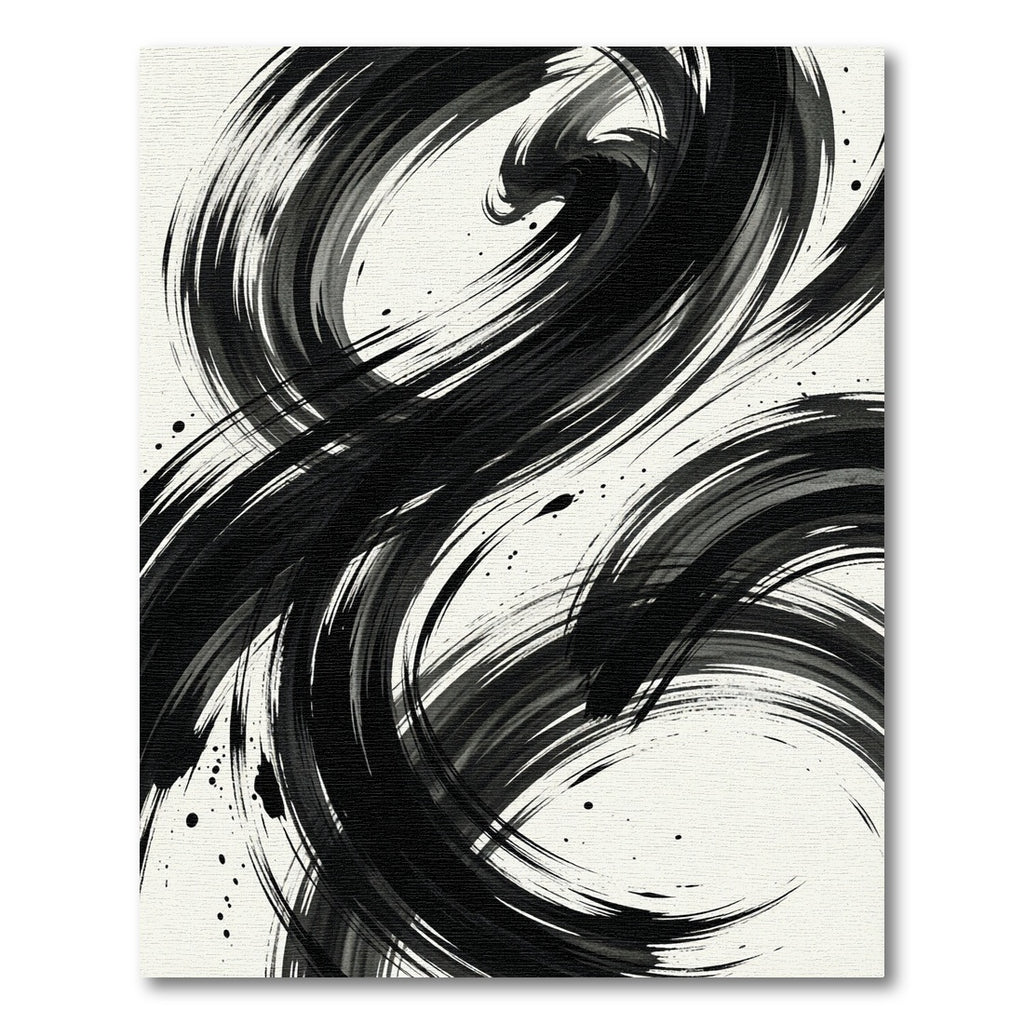 Modern Monochrome Abstract Ink Swirl Rug