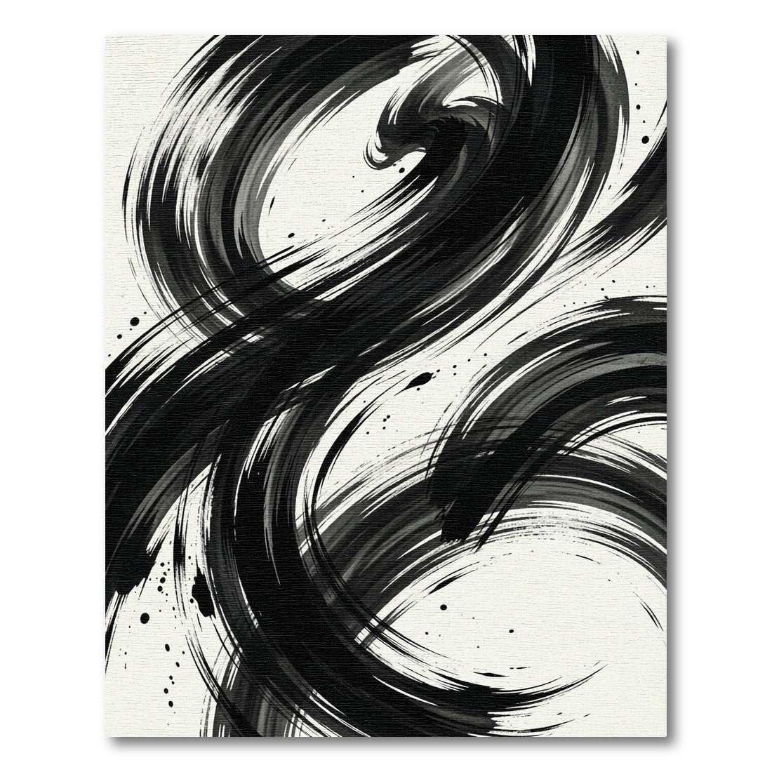 Modern Monochrome Abstract Ink Swirl Rug