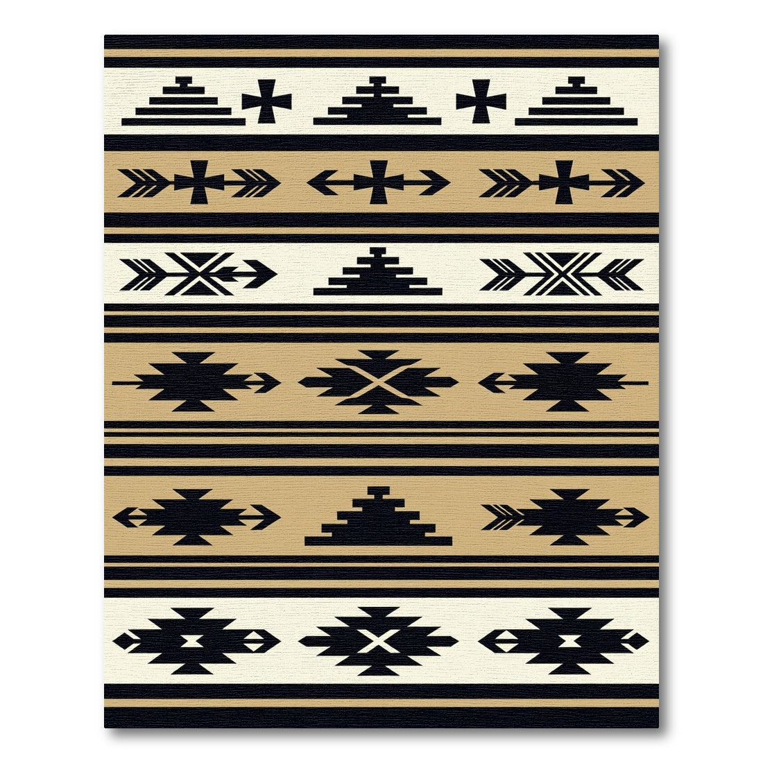 Black Beige Southwestern Geometric Arrows Rug