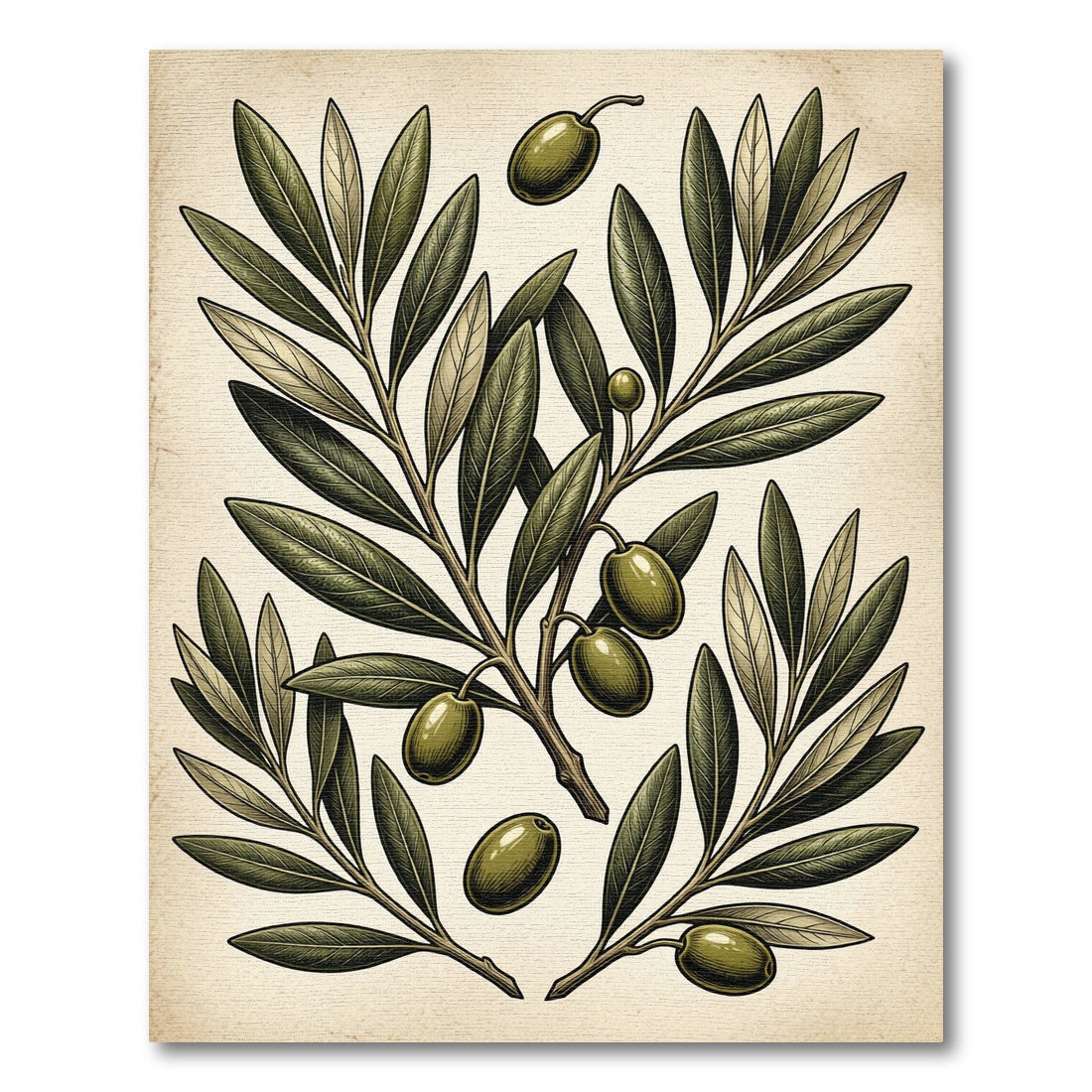 Olive Branch Green Boughs Oval Rug