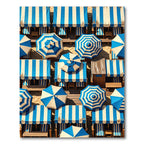 Coastal Blue White Striped Parasol Collage Rug