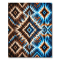 Vibrant Blue and Copper Southwest Diamond Rug