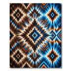 Vibrant Blue and Copper Southwest Diamond Rug