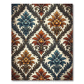 Antique Floral Damask Blue Orange Rug