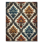 Antique Floral Damask Blue Orange Rug