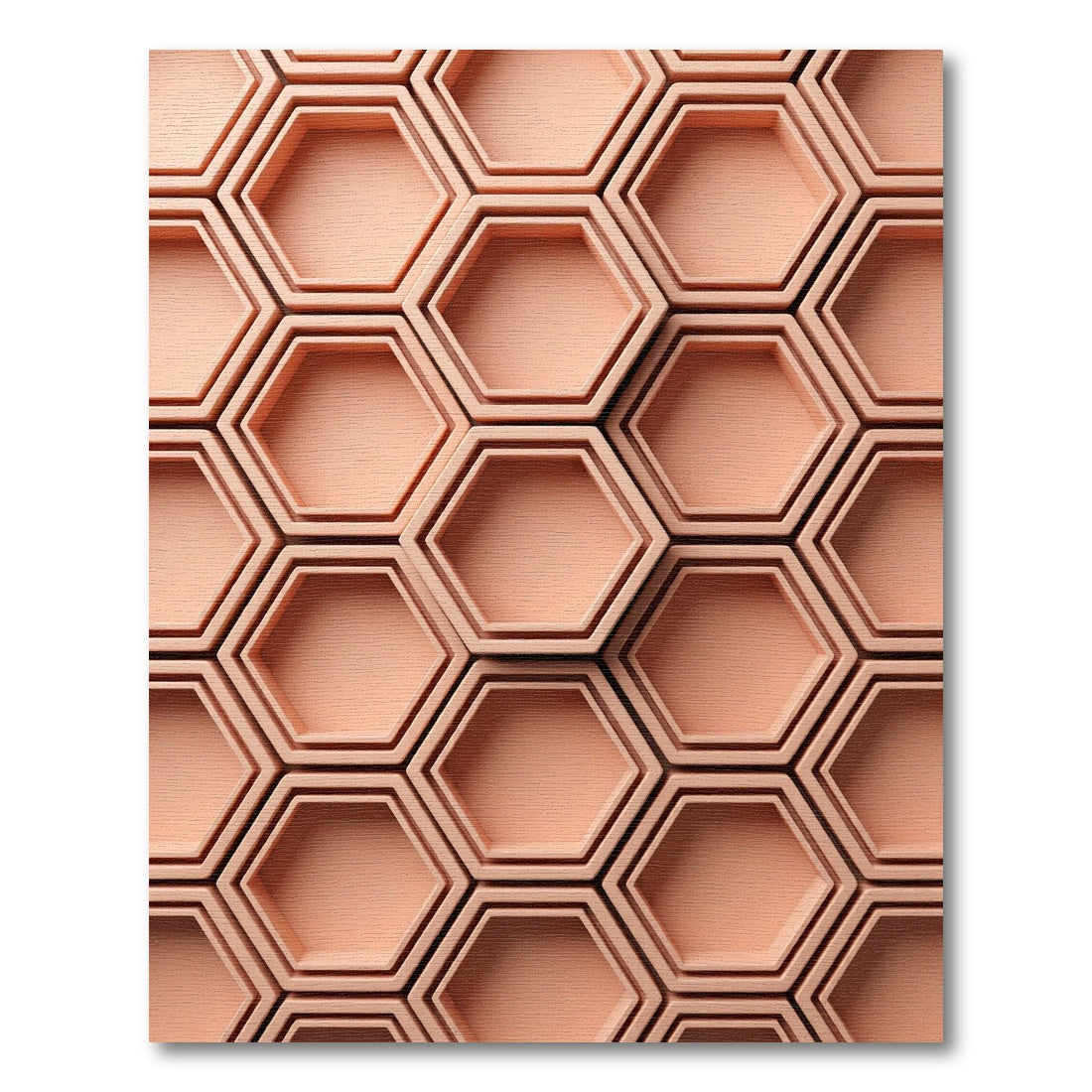 Peach Hexagon Layered Geometric Relief Rug