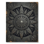 Elegant Silver Starburst Geometric Medallion Rug