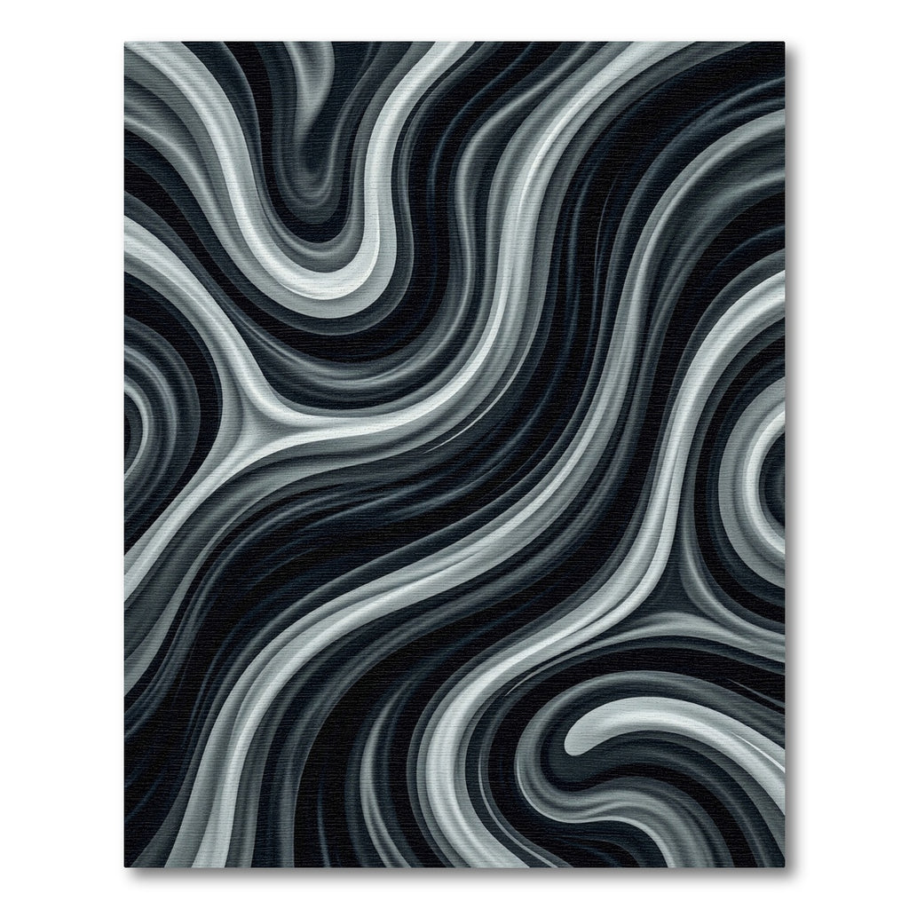 Monochrome Abstract Fluid Swirl Rug