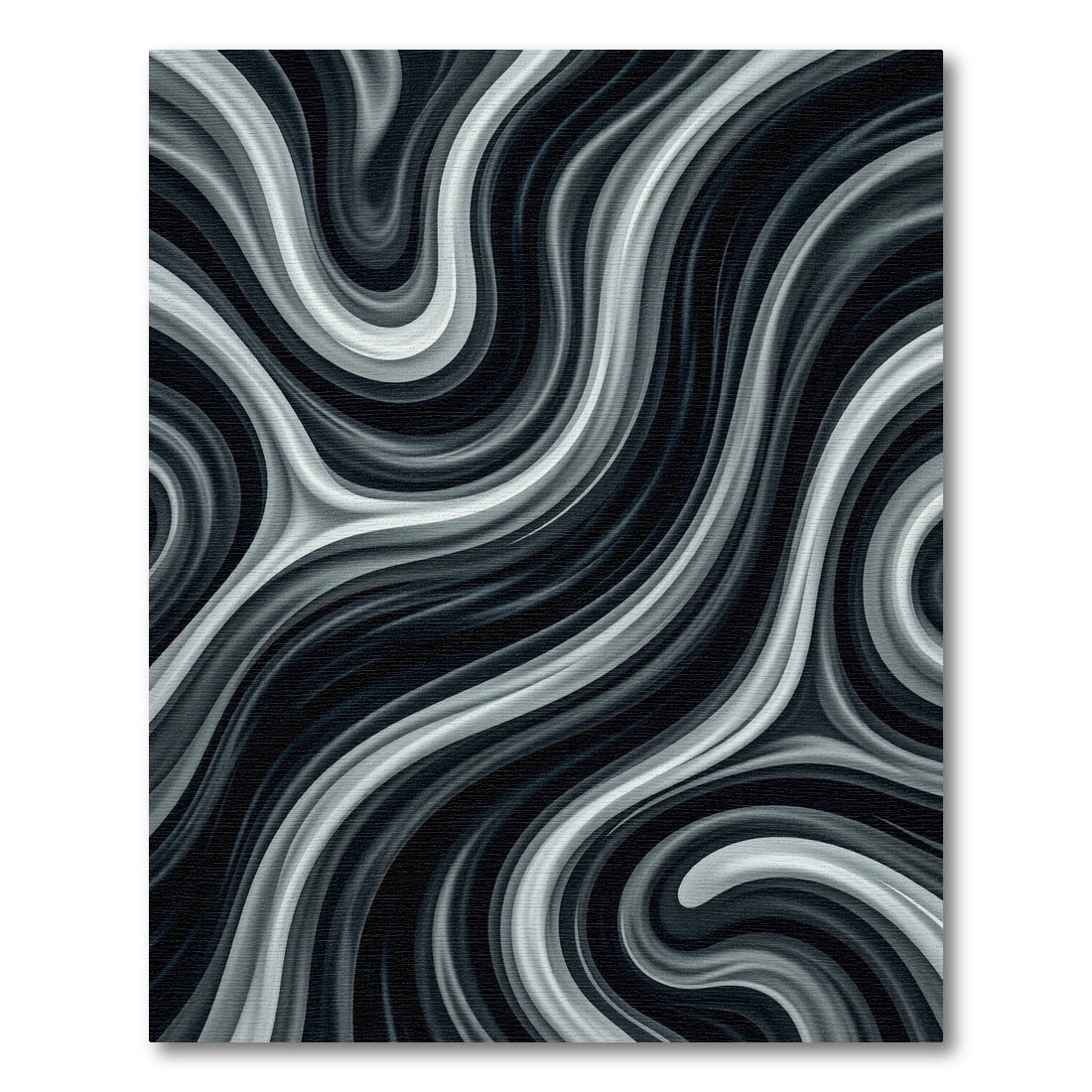 Monochrome Abstract Fluid Swirl Rug