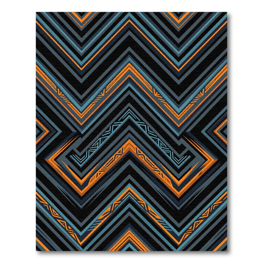 Bold Orange Blue Geometric Zigzag Rug