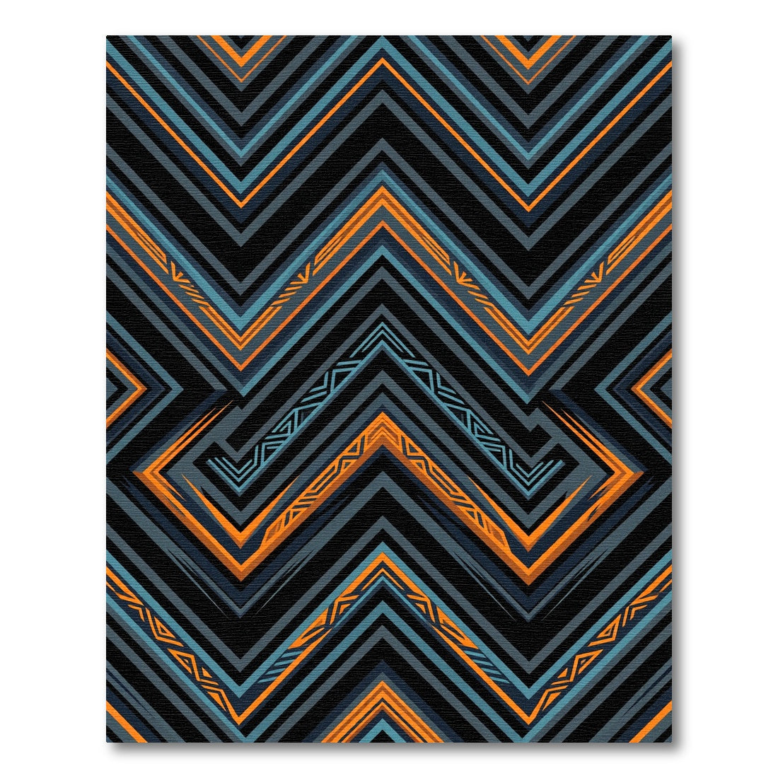 Bold Orange Blue Geometric Zigzag Rug
