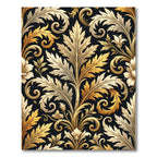 Golden Acanthus Scroll Floral Ornament Rug
