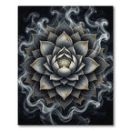 Smoky Charcoal Ethereal Lotus Mandala Rug