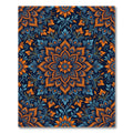 Orange Blue Floral Medallion Art Rug