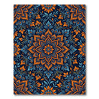 Orange Blue Floral Medallion Art Rug