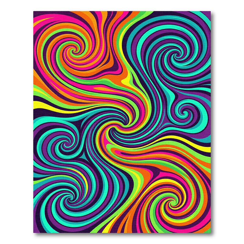 Vibrant Neon Psychedelic Swirl Galaxy Rug