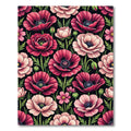 Pink Poppy Floral Botanical Garden Rug