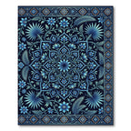 Elegant Indigo Floral Mandala Medallion Rug