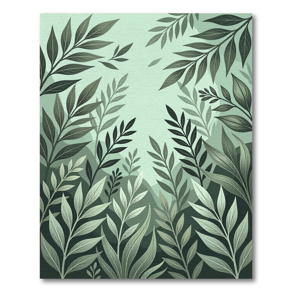 Lush Sage Botanical Fern Leaves Rug