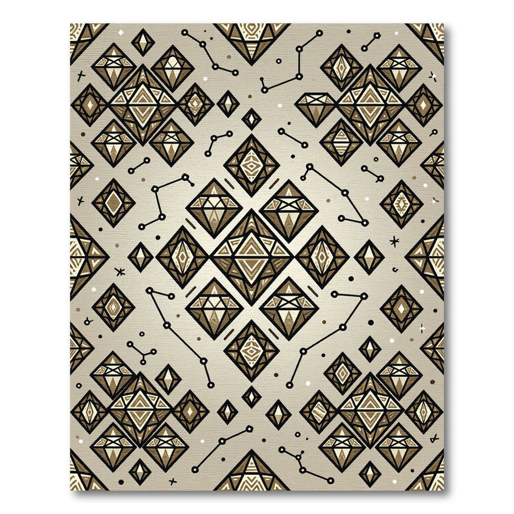 Golden Diamond Constellation Geometric Rug