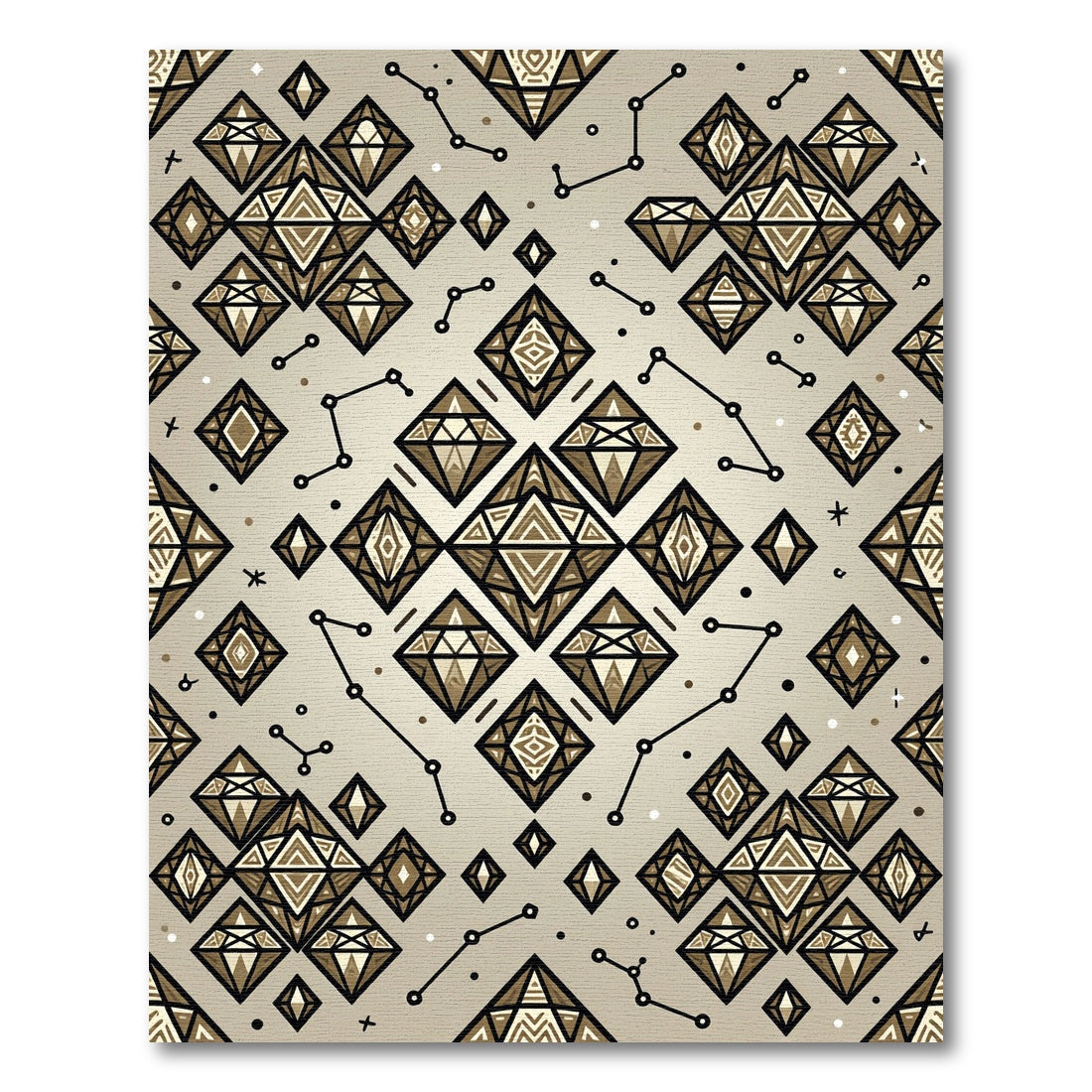 Golden Diamond Constellation Geometric Rug