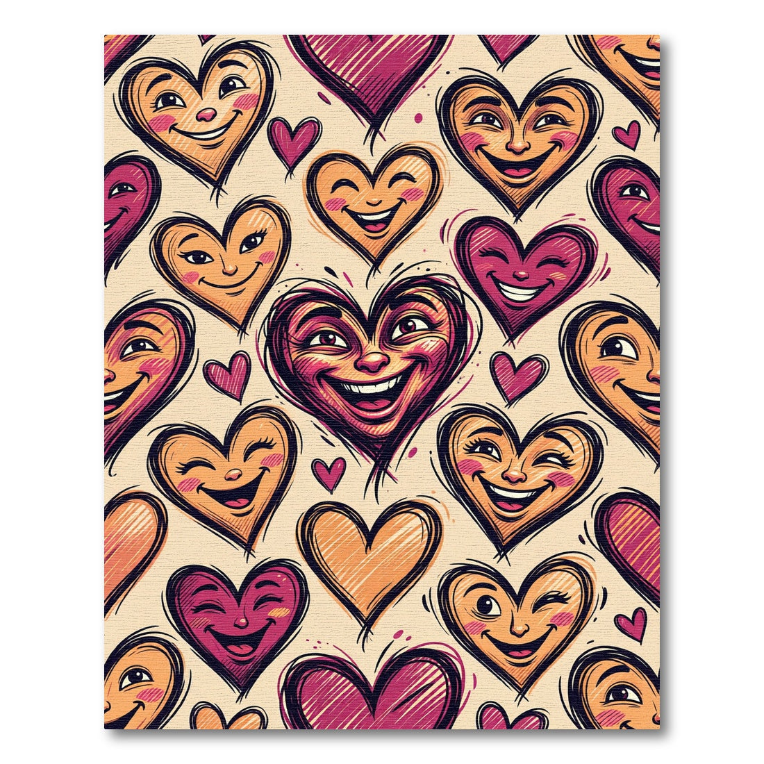 Joyful Hearts With Grinning Faces Rug