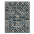 Gray Knotwork Geometric Grid Rug
