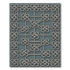 Gray Knotwork Geometric Grid Rug