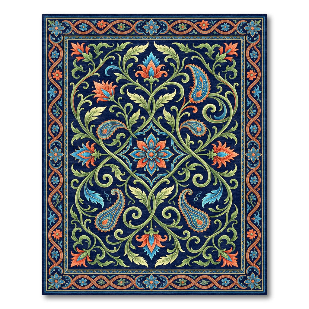Ornate Paisley Floral Lattice Rug