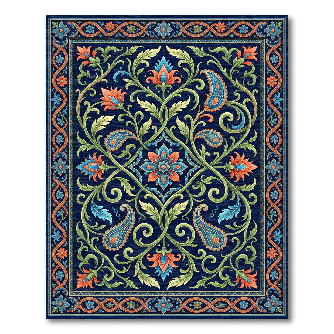 Ornate Paisley Floral Lattice Rug