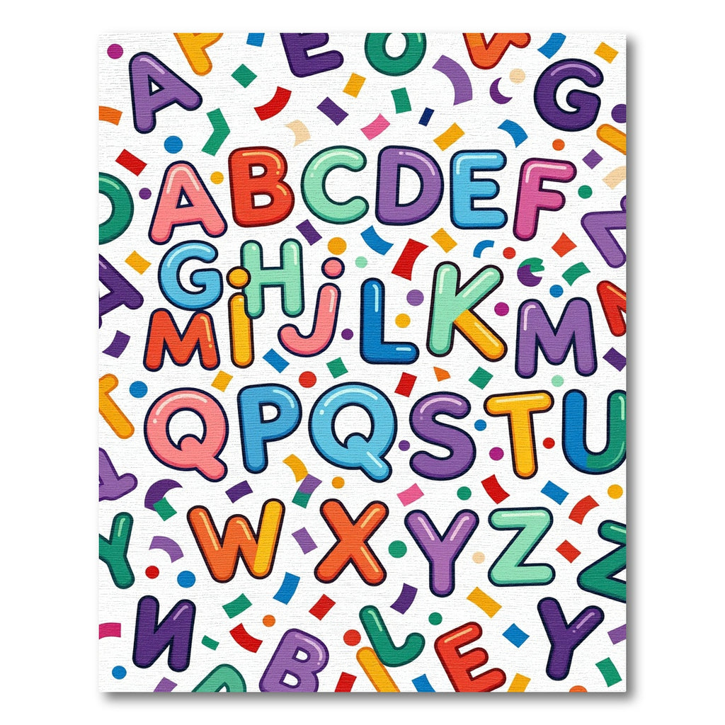 Playful Colorful Alphabet Letter Confetti Illustration Rug