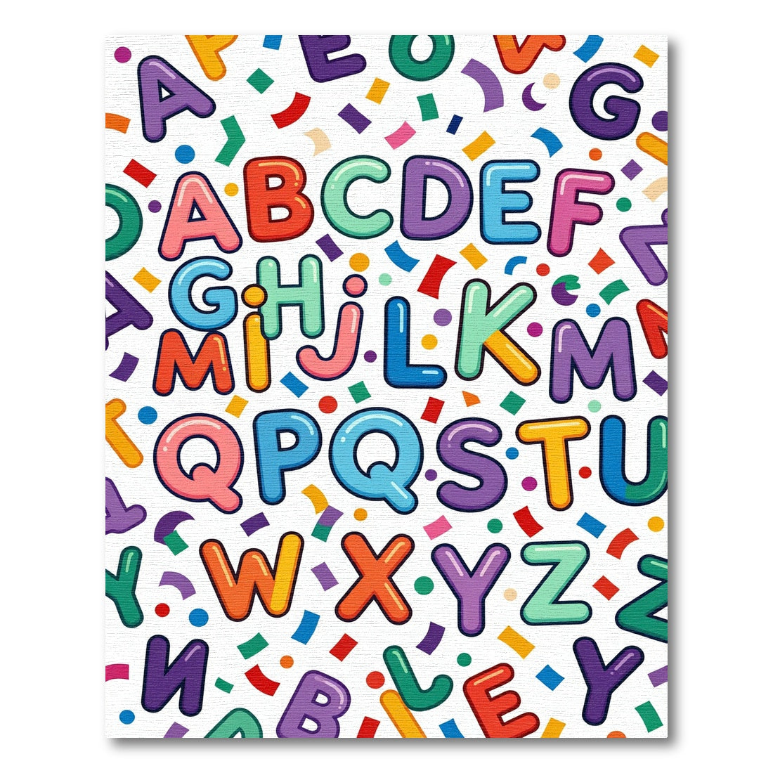 Playful Colorful Alphabet Letter Confetti Illustration Rug