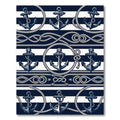 Navy Blue Nautical Anchor Rope Rug
