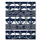 Navy Blue Nautical Anchor Rope Rug