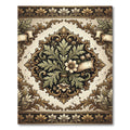 Elegant Vintage Ivory Floral Damask Rug