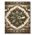 Elegant Vintage Ivory Floral Damask Rug