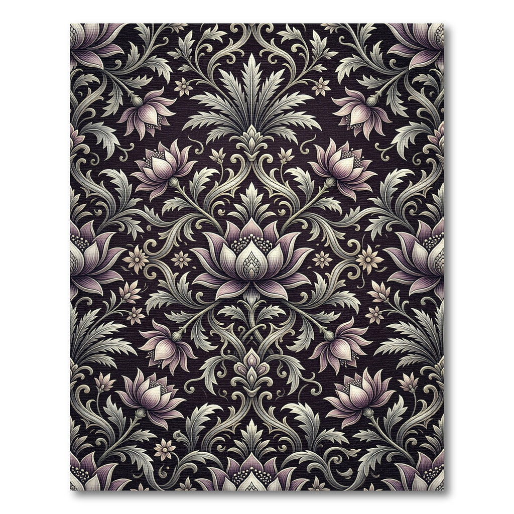 Elegant Plum Floral Damask Rug