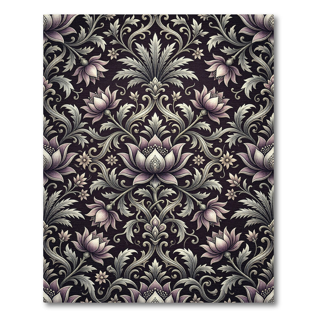 Elegant Plum Floral Damask Rug