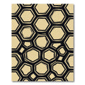 Sophisticated Black and Beige Hexagonal Grid Rug