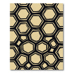 Sophisticated Black and Beige Hexagonal Grid Rug