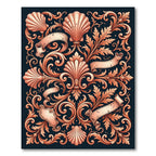 Ornate Copper Shell Baroque Scroll Rug