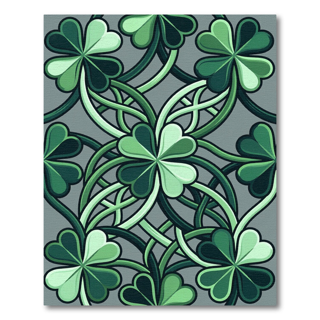 Celtic Green Clover Vine Artwork Rug
