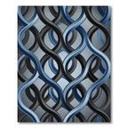 Modern Charcoal and Blue Interlocking Wave Rug
