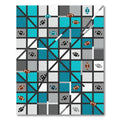 Geometric Teal and Gray Football Rug