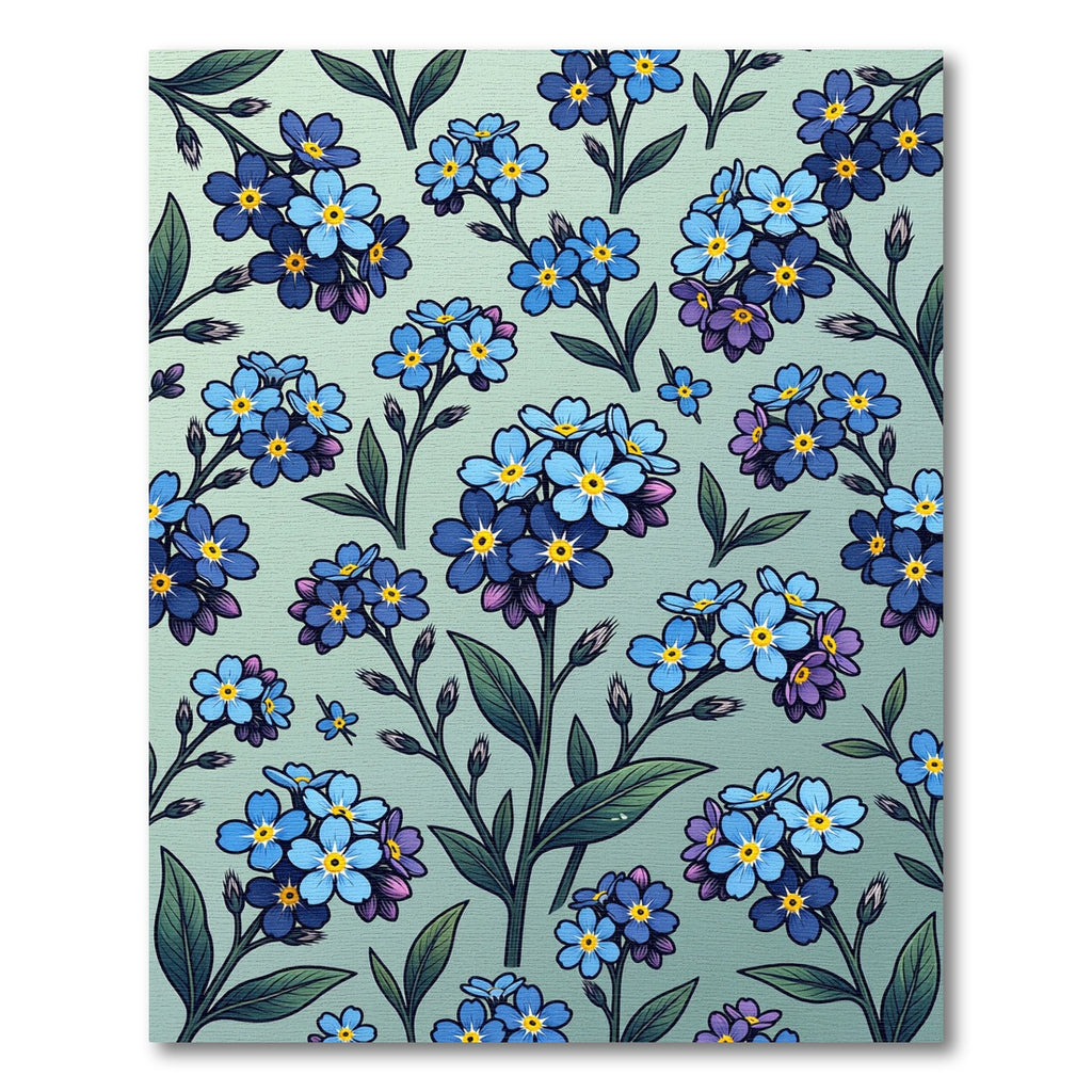 Charming Blue Forget-Me-Not Botanical Garden Rug