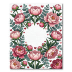 Pink Peony Floral Heart Frame Rug