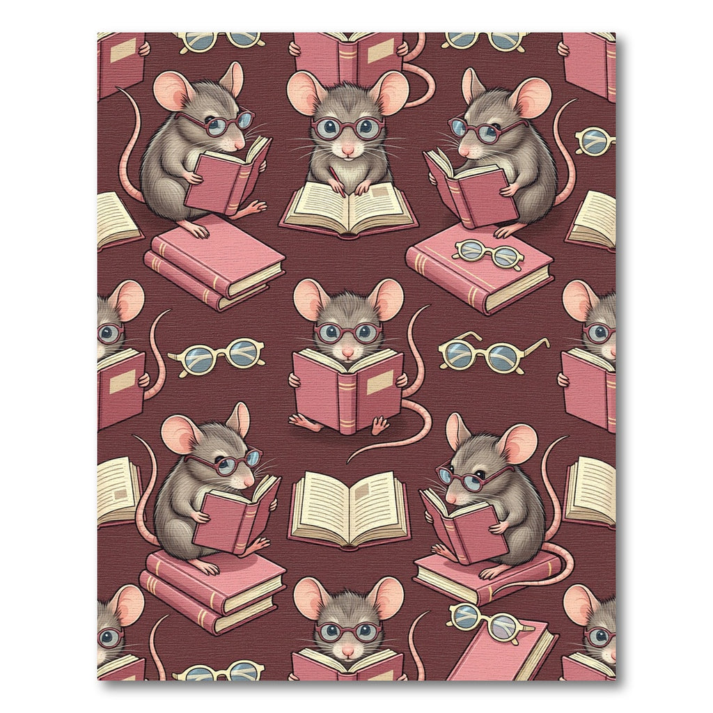 Whimsical Reading Mouse and Book Illustration Rug